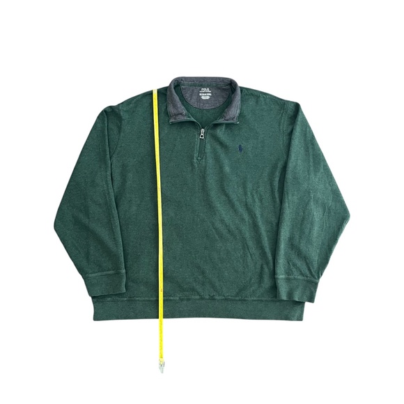 Polo Ralph Lauren Sweater Men's 2XL Olive Green Mock Neck Quarter-Zip Blue Pony - Picture 4 of 7